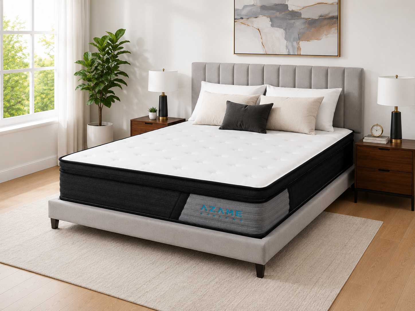 10 Inch - Hybrid Latex Mattress, Luxury Euro Top with Latex Comfort Foam & Individually Wrapped Pocket Coils | Cooling Support, Pressure Relief & Motion Isolation | Mattress in a Box
