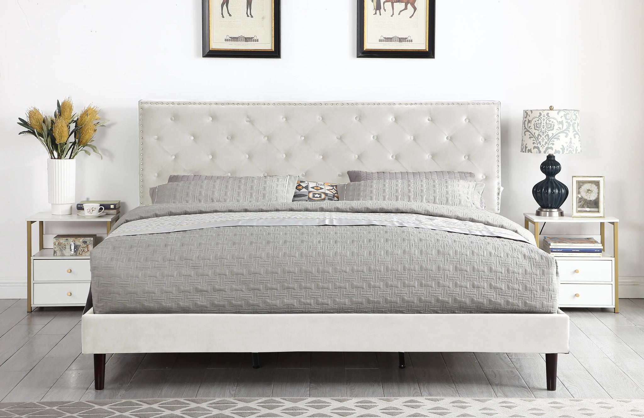 The Velour Hand Tufted Luxury Upholstered Platform Bed 48