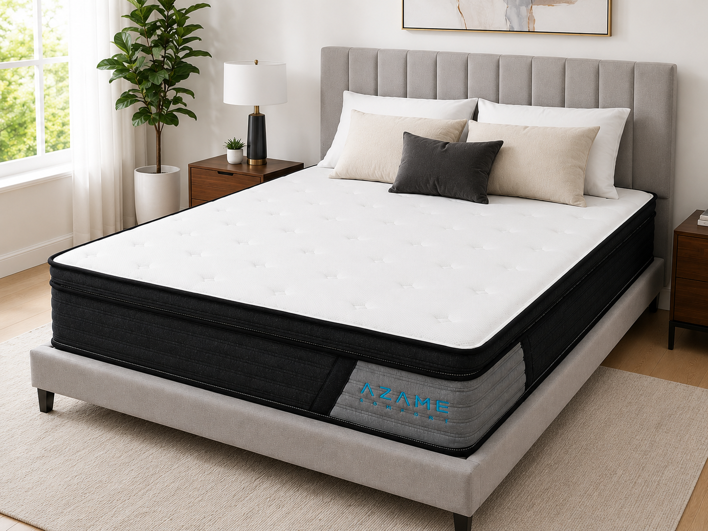 12 Inch - Hybrid Latex Mattress, Luxury Euro Top with Latex Comfort Foam & Individually Wrapped Pocket Coils | Cooling Support, Pressure Relief & Motion Isolation  | Mattress in a Box