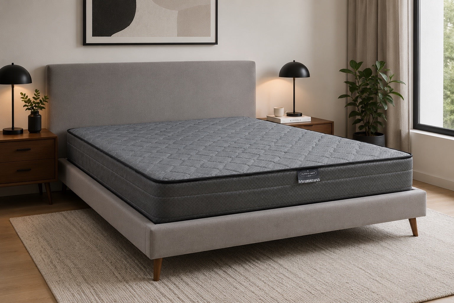 Black 7 Inch Twin Double Sided Mattress - Continuous Coil Spring System & High Density Foam | Medium Firm | Preassure Relief | Spine Alignment | Twin Size 38x75 | For Adults, Teens, Kids Guest Room