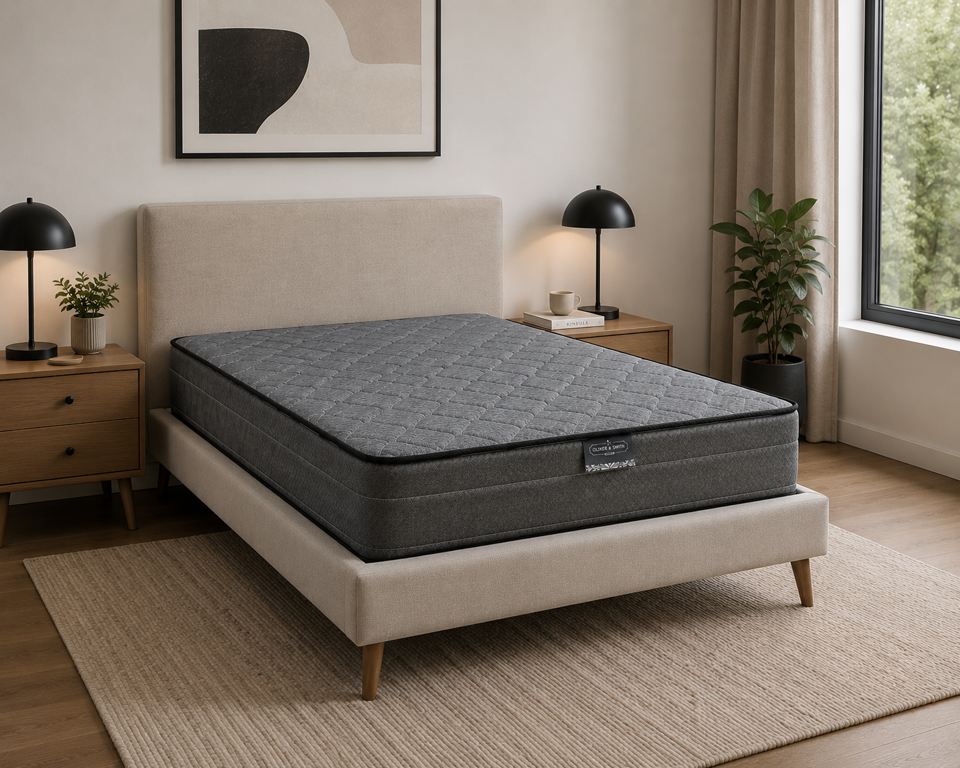 Black 6 Inch Twin Mattress in a Box - Continuous Coil Spring System & High Density Foam | Medium Firm Support | Preassure Relief | Spine Alignment Twin Size 38x75 | For Adults, Teens, Kids Guest Room