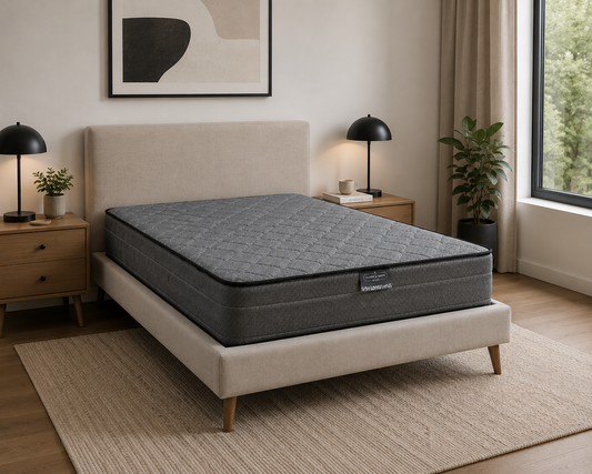 Black 6 Inch Twin Mattress in a Box - Continuous Coil Spring System & High Density Foam | Medium Firm Support | Preassure Relief | Spine Alignment Twin Size 38x75 | For Adults, Teens, Kids Guest Room