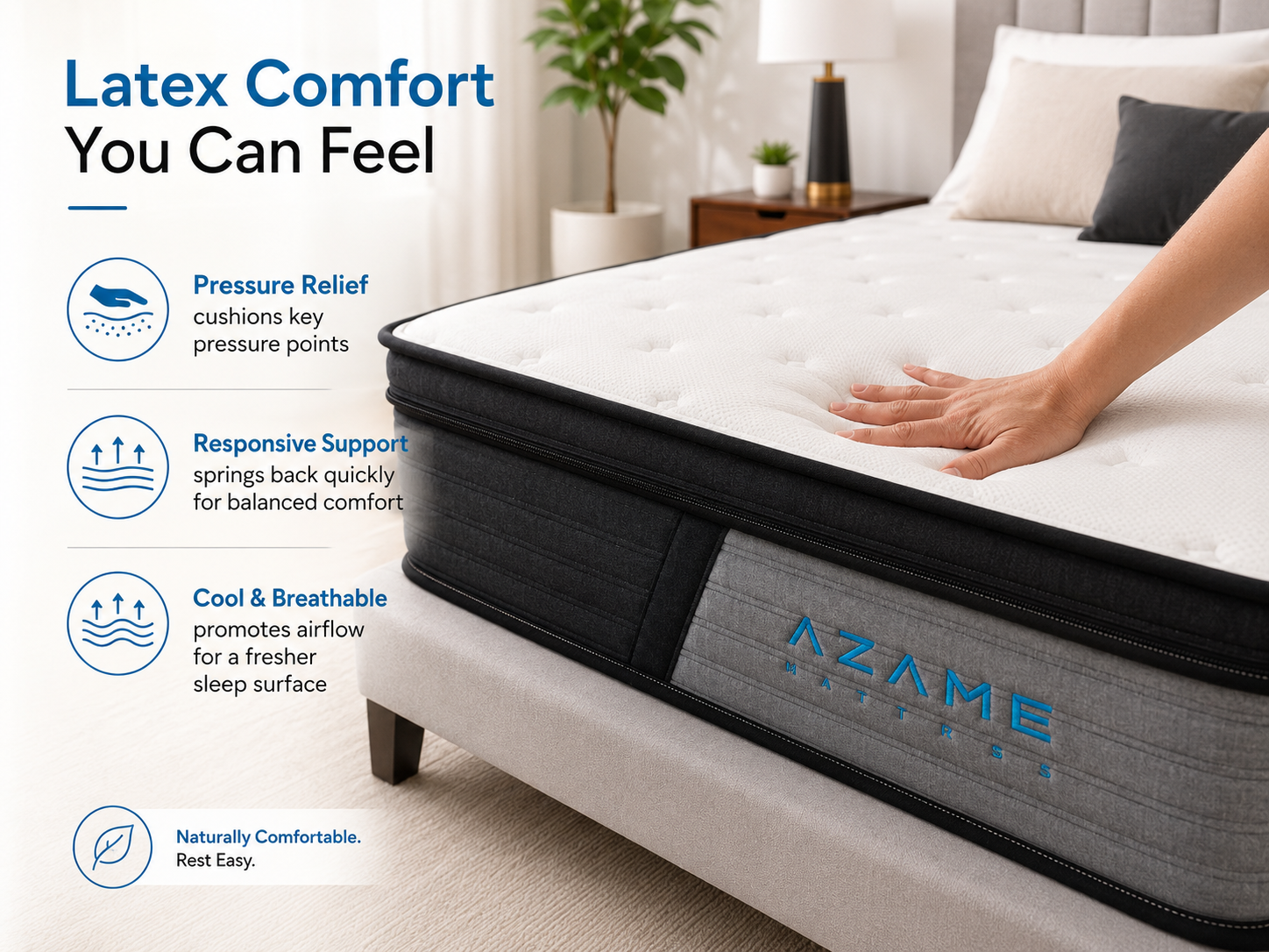 10 Inch - Hybrid Latex Mattress, Luxury Euro Top with Latex Comfort Foam & Individually Wrapped Pocket Coils | Cooling Support, Pressure Relief & Motion Isolation  | Mattress in a Box