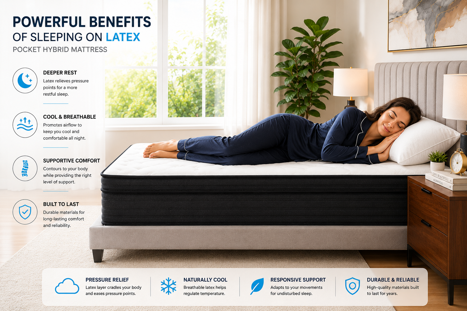 8 Inch - Hybrid Latex Mattress, Luxury Euro Top with Latex Comfort Foam & Individually Wrapped Pocket Coils | Cooling Support, Pressure Relief & Motion Isolation  | Mattress in a Box (Copy)