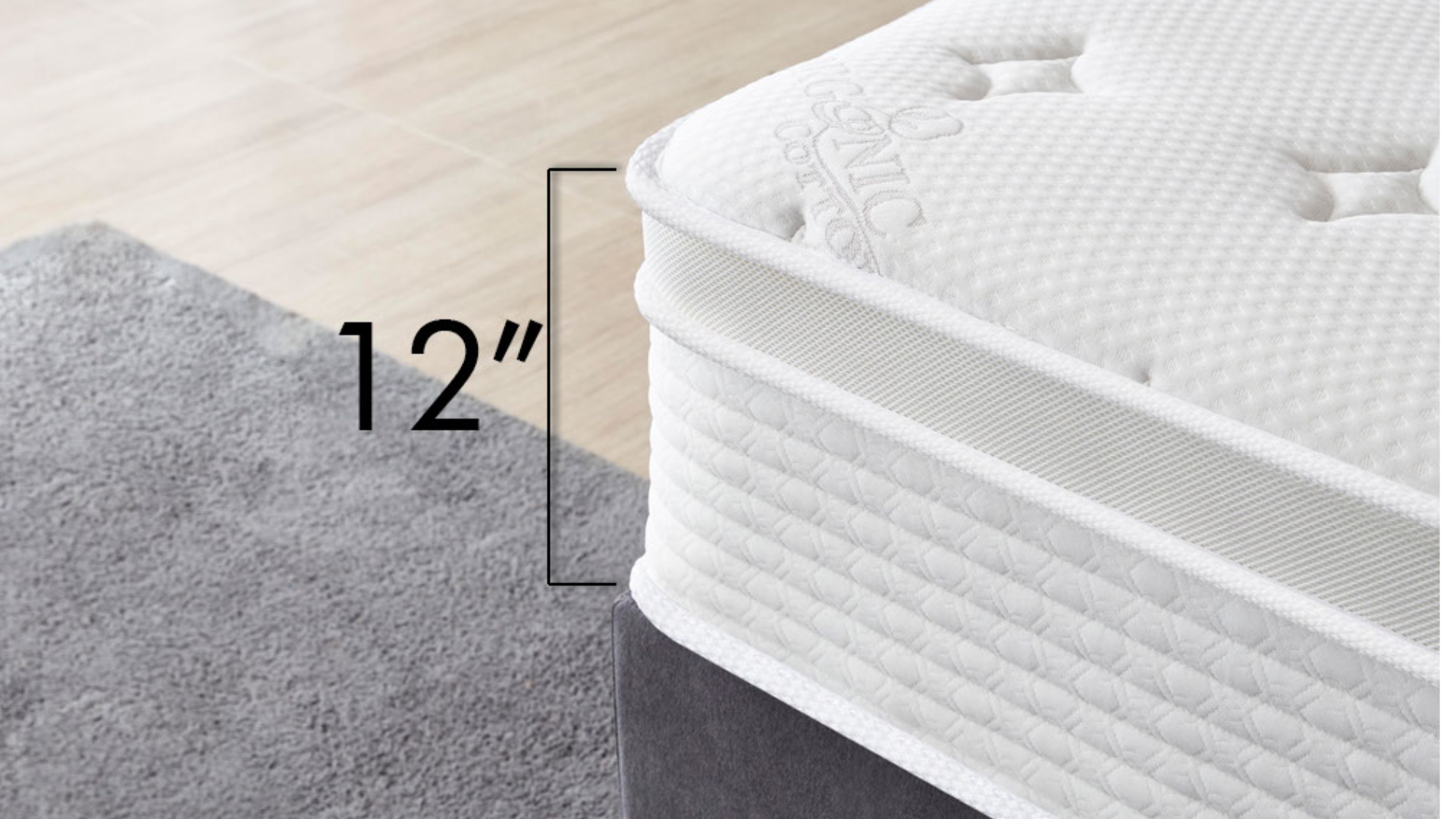 THE LUX - 12" - MEDIUM - Cool Memory Foam Pocket Spring Mattress - Organic Cotton Mattress