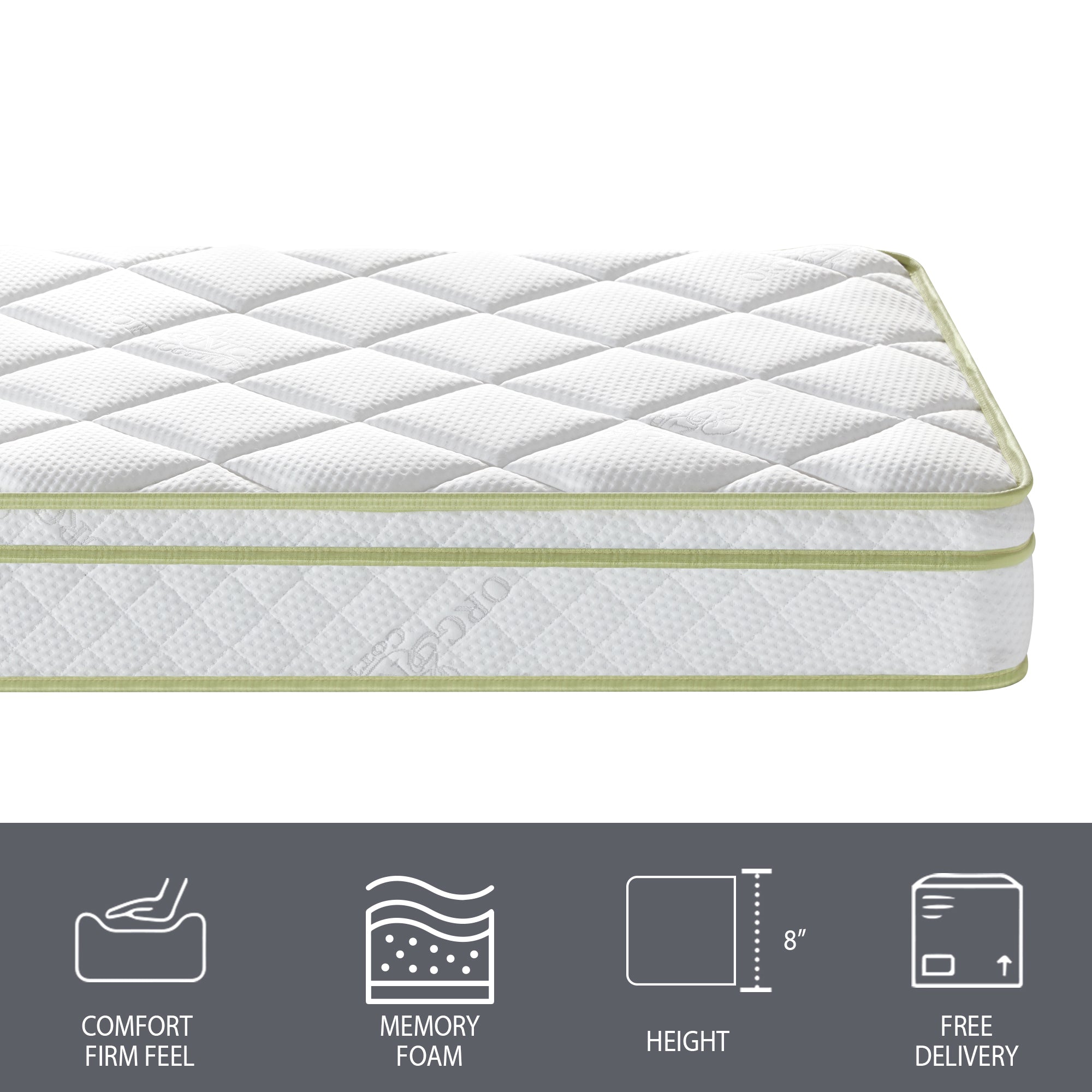 THE STANDARD - 8" Medium - Euro Hybrid Mattress - Spring and Foam Mattress